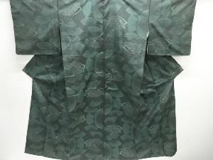 扇に花模様織り出し手織り紬着物